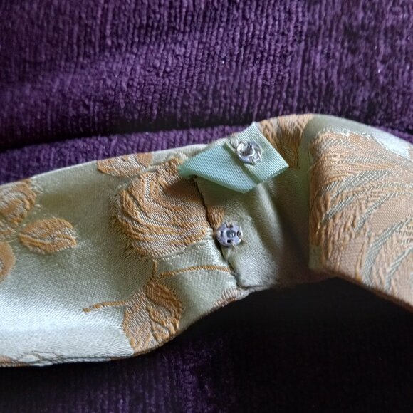 VINTAGE 1960'S GREEN GOLD BROCADE DRESS JACKET SET - Picture 13 of 15